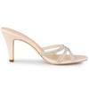 Allegra K Women's Open-Toe Mules with Rhinestone Decoration and Stiletto Heels, Beige, Size 25.0cm