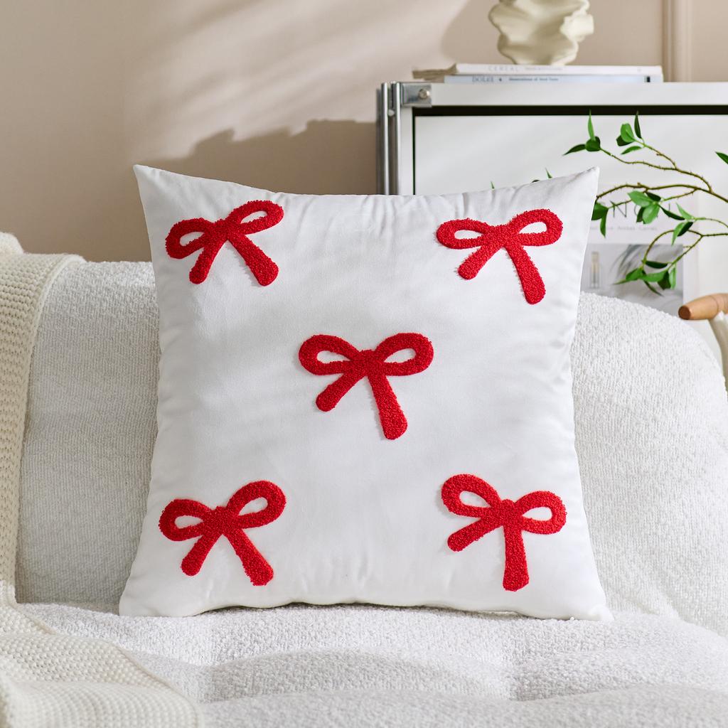 30x50/45x45cm Velvet Sofa Pillowcase Cojines Bowknot Cute Solid Color Pillow Cover Headboard Cushion Covers Decoration Home