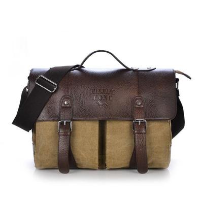 Men Messenger Bag Canvas Leather Casual Briefcase Bag Sport Travel