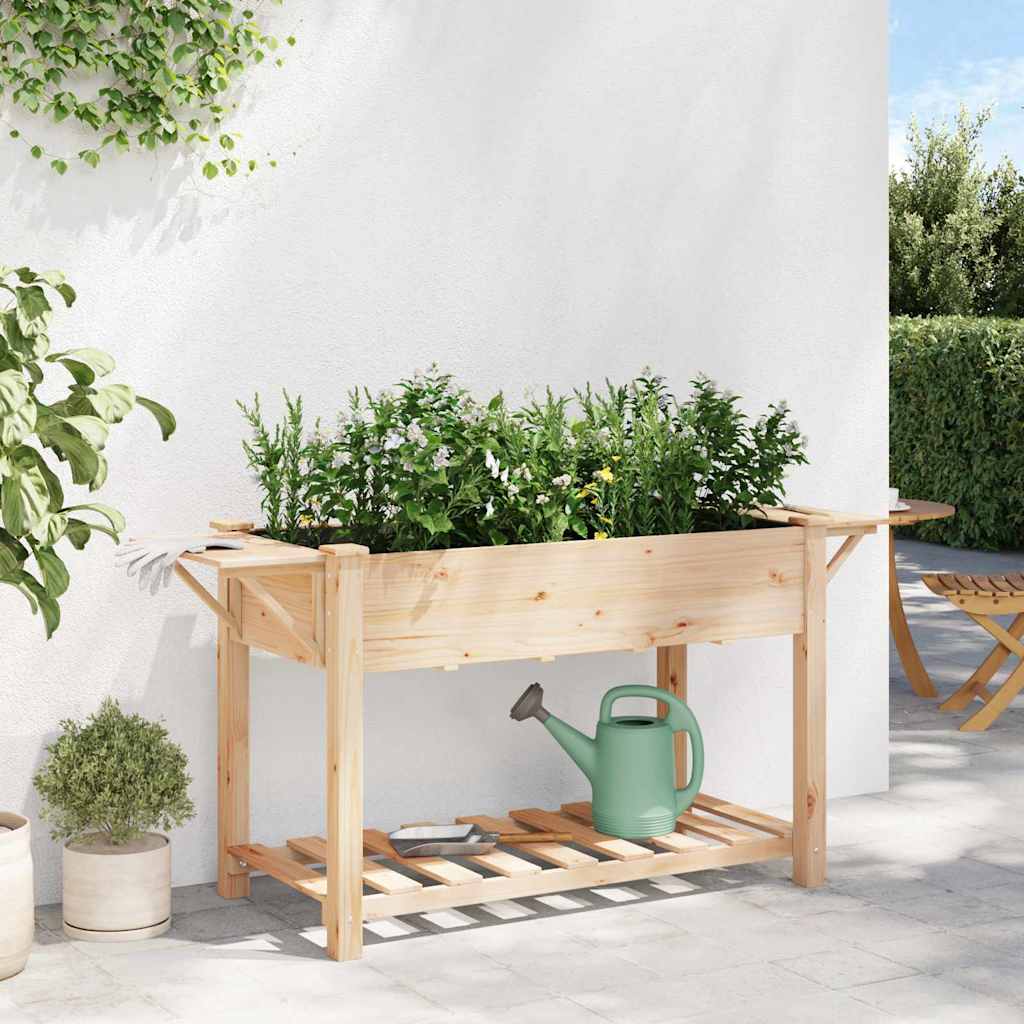 Garden Planter with Shelf Beige 155 x 59 x 76.5 cm