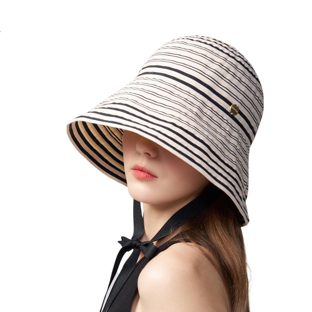 Kenmont 2026 New Wide Brim UV Protection Women's Vacation Striped Edge Sun Hat 6253