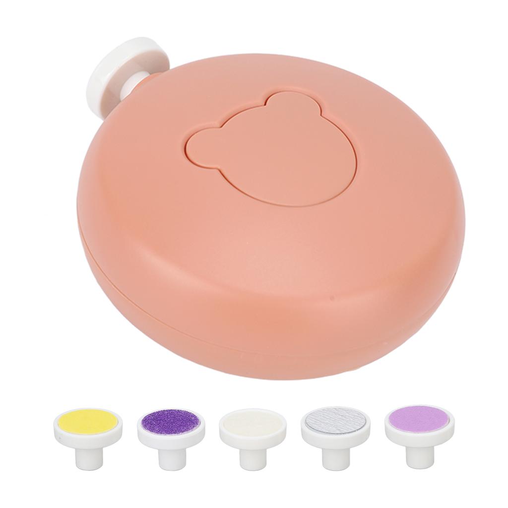 Electric Baby Nail Trimmer Nail File Tool Set Nail Clipper for Infant Baby with 6 Grinding Heads Orange