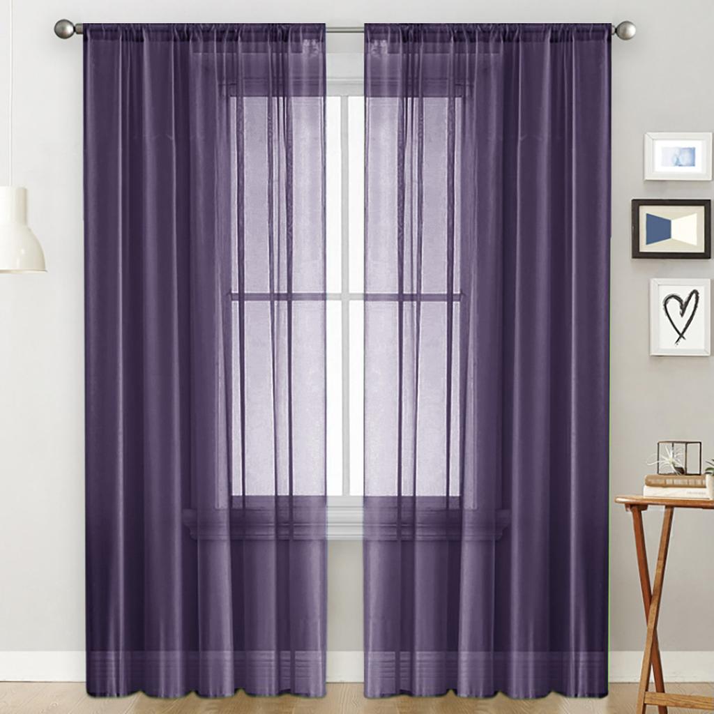 Solid Color Double String Terylene Curtain Sheer Semi-Blackout Thin Window Sheer