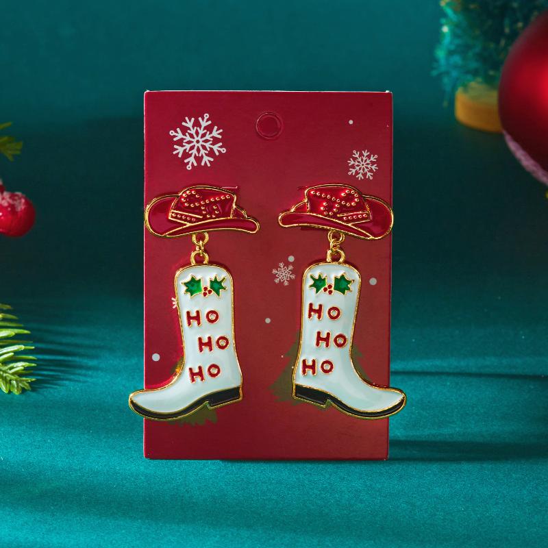 Christmas Tree Snowman Bow Bell Boots Dangle Earrings For Women Cute Snowflake Tassel Earring New Year Party Jewelry Xmas Gifts