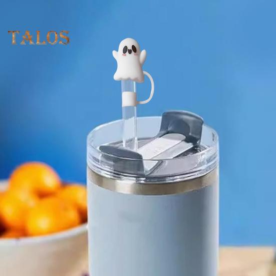 12 ks Halloweenských silikonových ozdob na brčka Opakovaně použitelný kryt na brčko Víčko odolné proti stříkající vodě pro 10mm brčka Ekologické krytky na pití