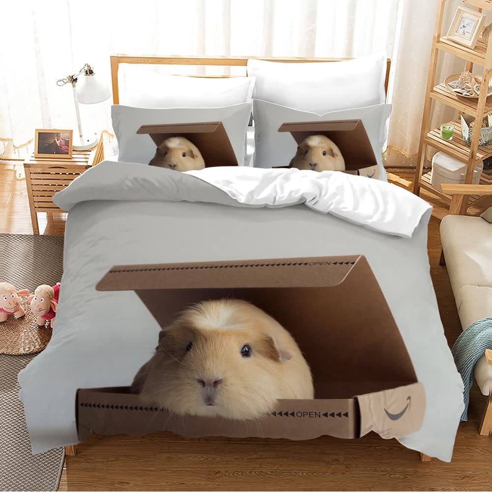 Guinea Pig Duvet Cover Set Cute Kawaii Wild Animal King Queen Size For Kids Boys Girls Polyester Comforter Cover With Pillowcase