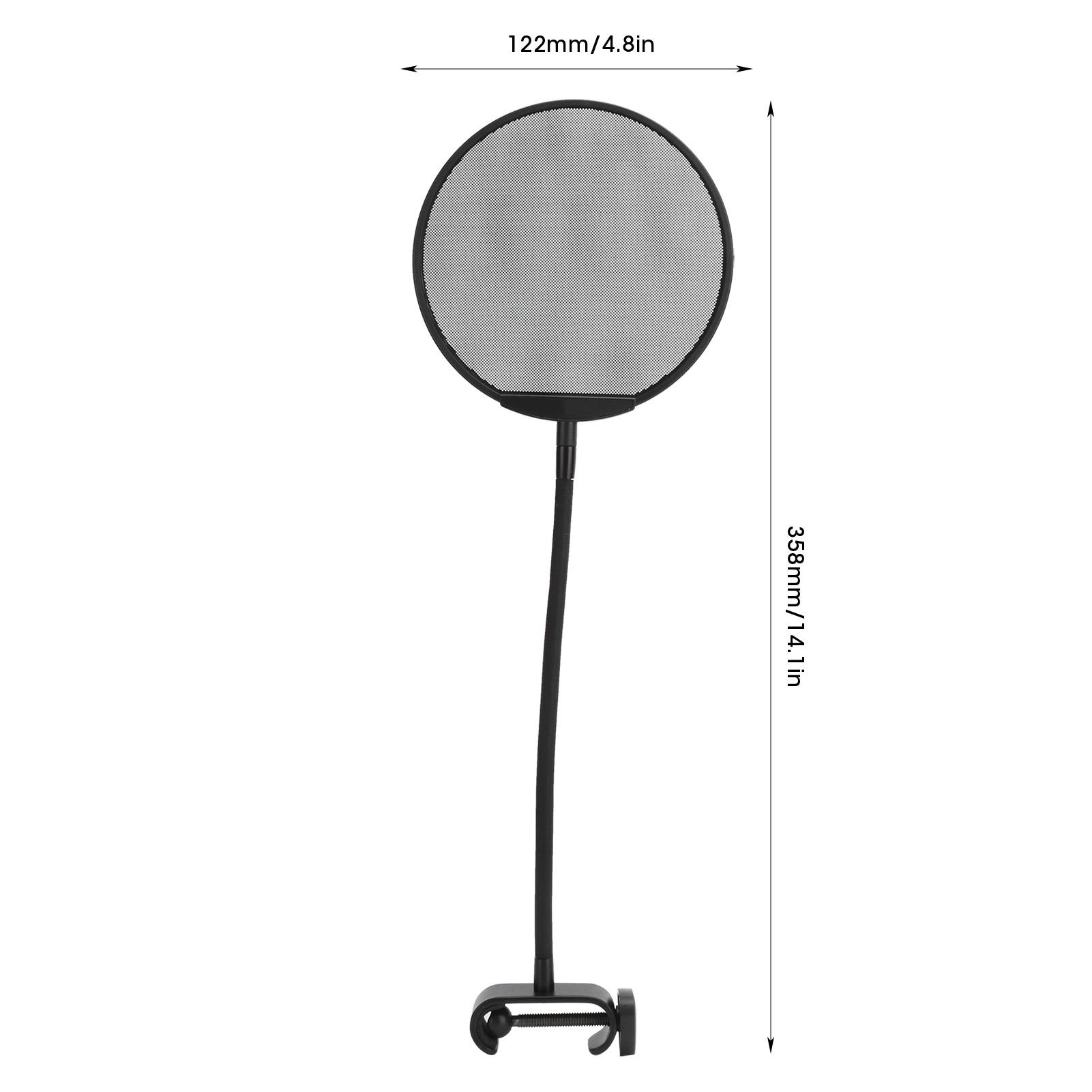 

Microphone AntiSpray Filter Mesh Clip Flexible Neck Microphone Wind Screen Black(Black )