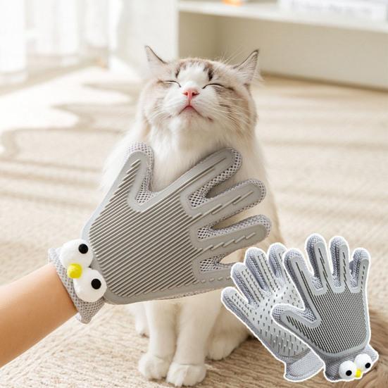 Pet Hair Removal Gloves 2-in-1 Deshedding Grooming Glove for Dogs Cats Double Sided Fur Remover Mitt for Couch Clothes Carpet Car Seat