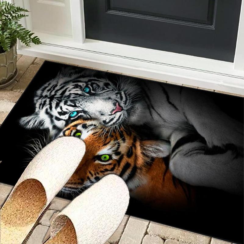Tiger Stripes Pattern Design Office Rug Chair Mat, Entryway Carpet, Suitable for Front Door, Bedroom, Living Room, Desk, Holiday Gift