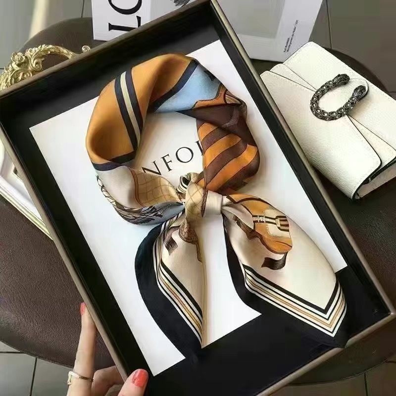 Korejský Paisley Módní Bavlněno-Lněný Malý Čtvercový Šátek pro Ženy | Profesionální Dekorativní Šátek na Krk 2v1 Šál & Vnější Vrstva