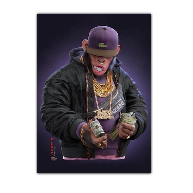Hip Hop Drei Affen Poster Druck Geld Leinwand Malerei Moderne Wand Kunst Tier Hängende Malerei Hause Dekoration