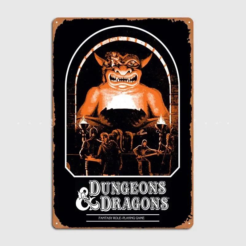 D-Dungeons And Dragons Posters Bedroom Decoration Game Signs Wall Art Vintage Metal Tin Sign for Gamer Room Wall Decoration Home