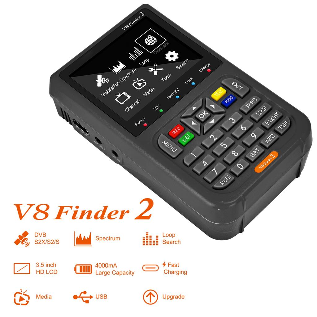 GTMEDIA V8 Finder 2 TV Signal Finder Meter DVB S S2 S2X Signal Receiver 3.5 Inch LCD Dispaly H.264 Auto Calculate Angle