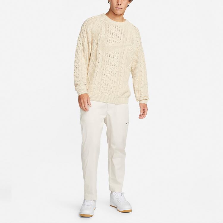 Nike Život Pletený svetr s copánkovým vzorem (Velikost Asie) Ratanový Pánský Streetwear DQ5177-206