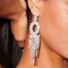 Exaggerated Rhinestone Tassel Earrings for Formal Events