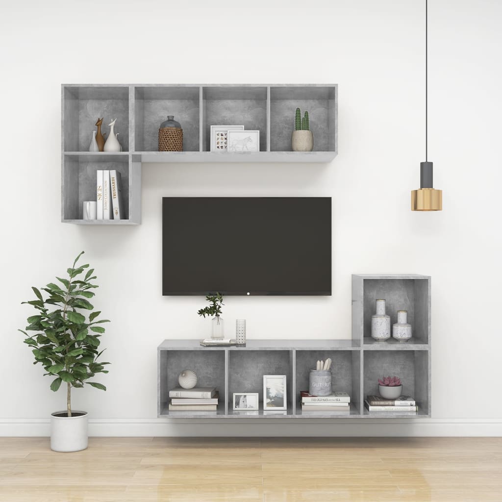 Wall Mounted TV Cabinet Concrete Grey 37 x 37 x 72 cm Engineered Wood