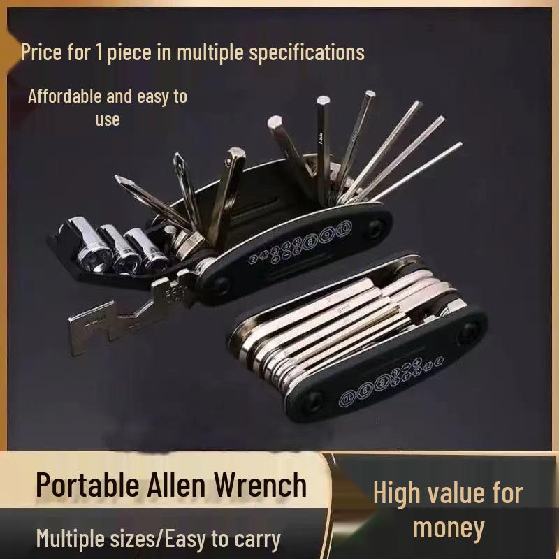 16-in-1 Folding Bicycle Repair Tool: Multi-functional Spoke Wrench, Allen Wrench & Screwdriver