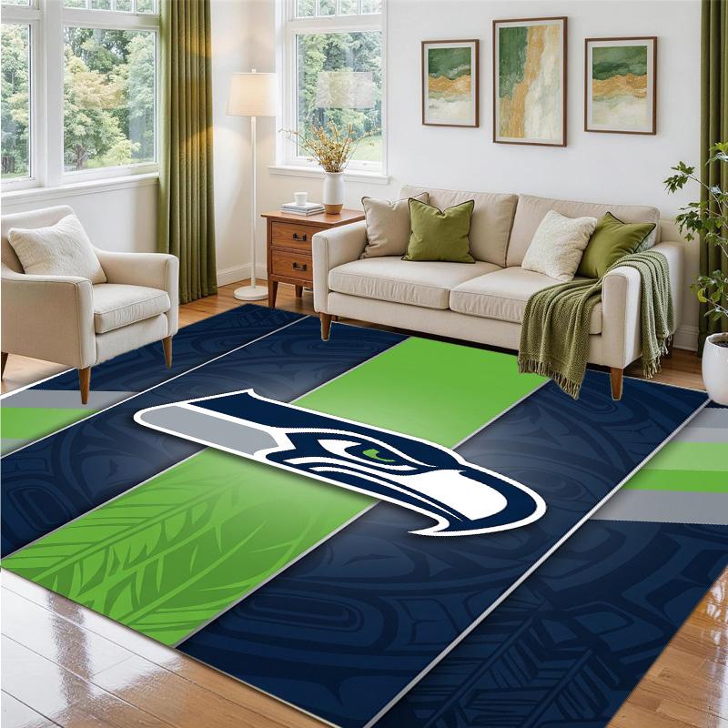Seattle Seahawks Design Crystal Velvet Rug Soft Decorative Mat for Bedroom Entrance
