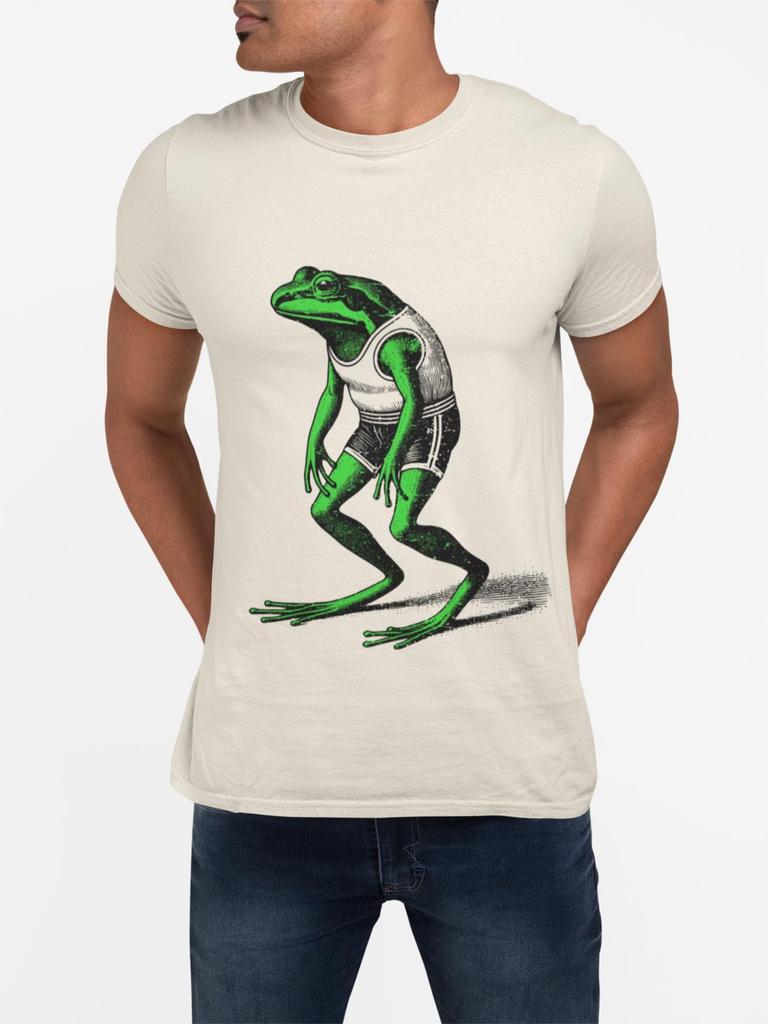 Color Pop Gym Frog Illustration T-Shirt | Cute Frog Graphic Tee