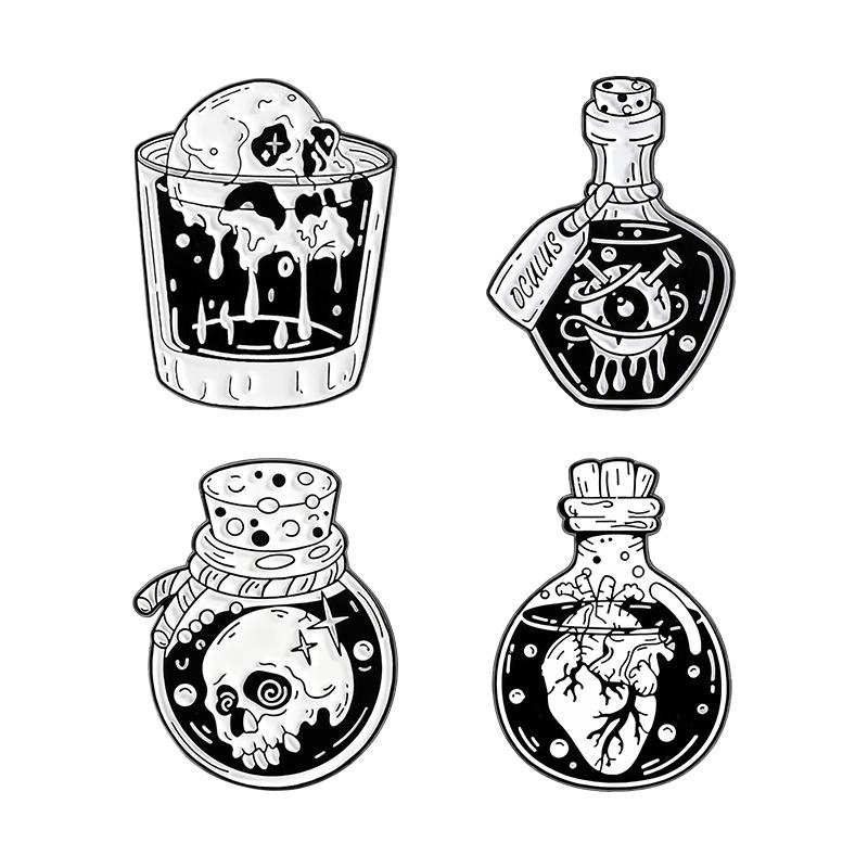 Halloween Skeleton Enamel Pins Custom Punk Potion Brooches Lapel Badges Clothes Gothic Jewelry Gift for Friends