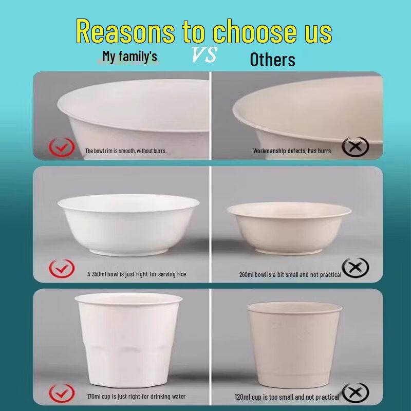 ZISIZ Rice Husk Disposable Tableware Set