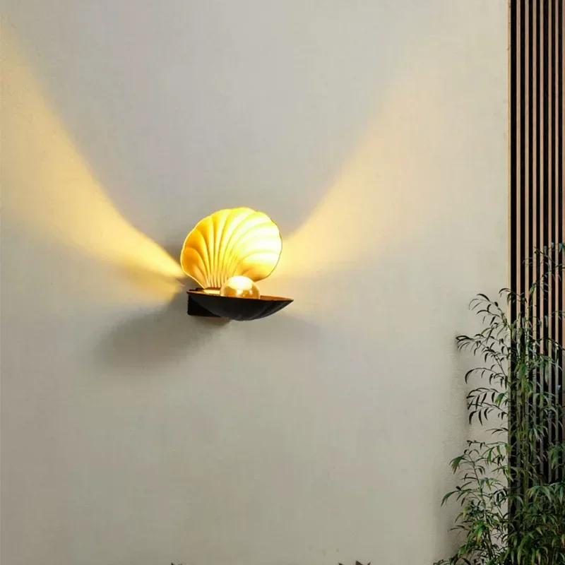 Modern Simplicity Shell Wall Lamps Nordic Entrance Outdoor Lighting Bedroom Bedside Bathroom Wall Light Pastoral Leisure Feeling