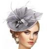 Vintage Exquisite Feathers Fascinator Hat Bowknot Elegant Tea Party Mesh Hair Band Sweet Hair Hoop Bride Headdress Dance Show