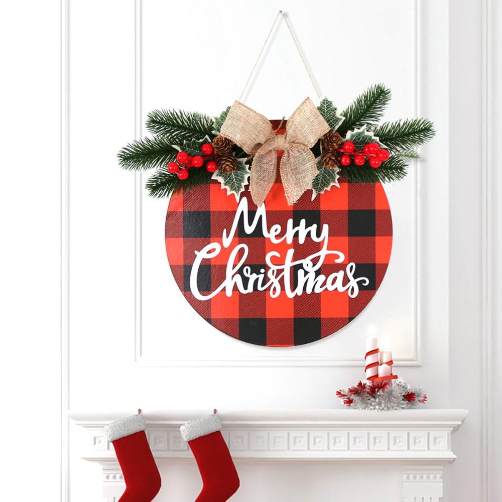 

Wall Home Decor Hanging Holiday Rustic Burlap Artificial Wreath Garland Door Sign Merry Christmas 28.5cm