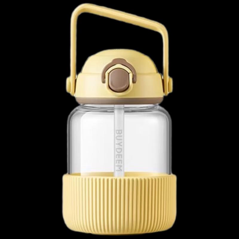 BeiDing Portable 800ML Glass Water Bottle with Straw