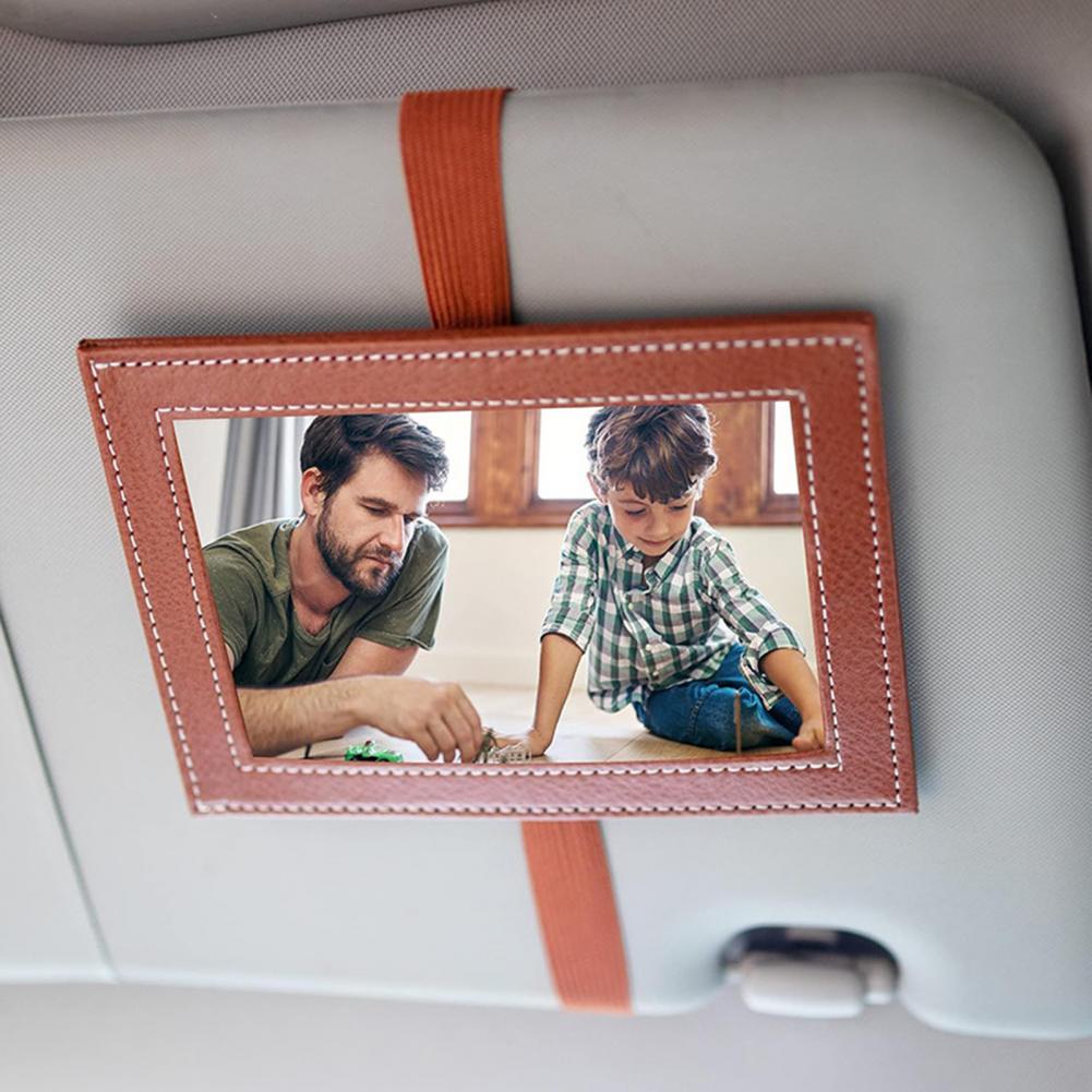 Car Sun Visor Photo Frame 4x6 Faux Leather Picture Holder for Car Displays Your Photographs Both Vertically And Horizontally Car
