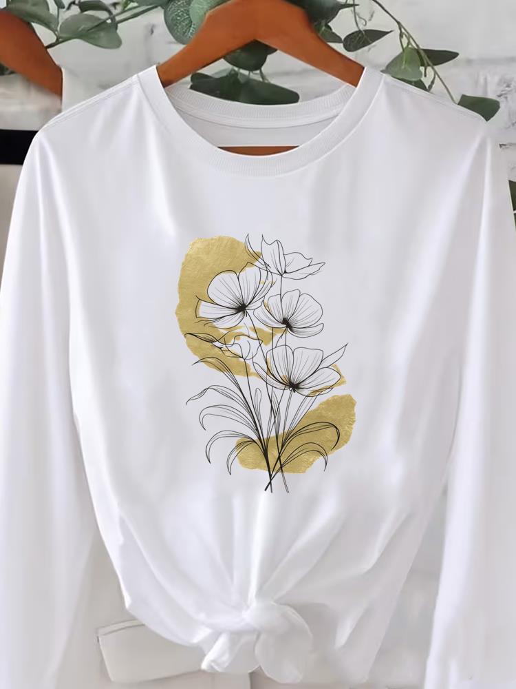 (Asian Size) Long Sleeve T Shirt Tee O-neck Leopard Love Heart Print Autumn Winter Spring Women Clothing Casual Fashion Top Graphic T-shirts