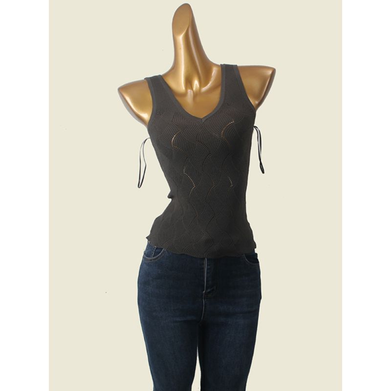 Double V-neck Simplicity Sexy Summer Vest Fashion Wind High Elastic Silm Can Be Outwear Export Knitting Tops