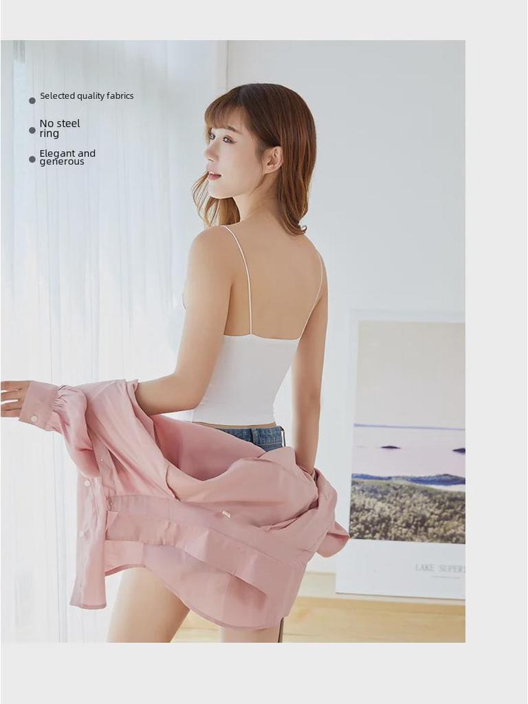 Ice Silk One-Shoulder Sexy Seamless Vest with Chest Pads and Exposed Back