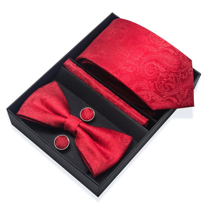 Set de 6 piezas, Corbata de Vestir de Negocios 8 cm Corbata para Hombre Set de Pajarita Caja de Regalo.