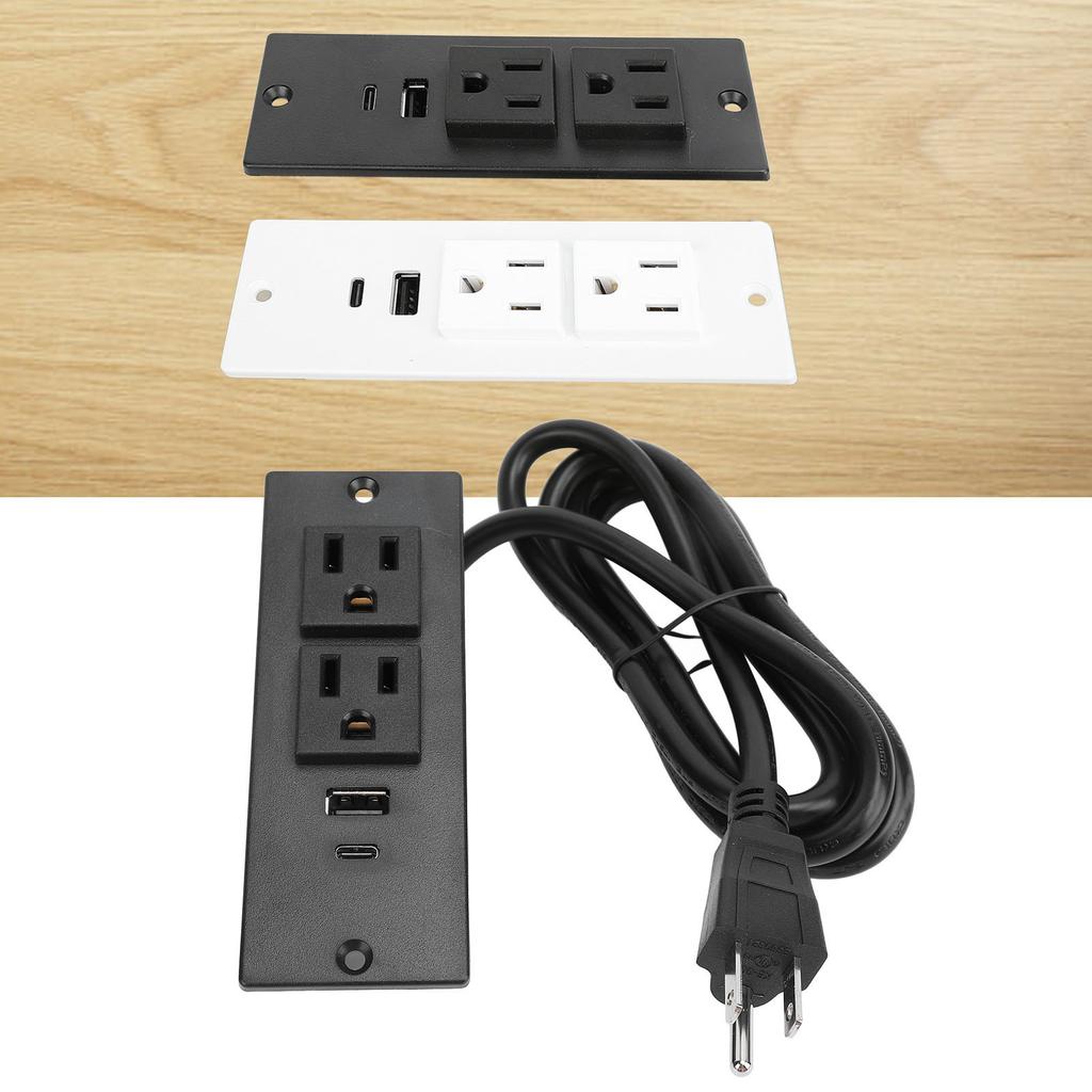 Conference Recessed Power Strip Table Socket Furniture Outlet PD 20W Fast Charging 2 USB Ports 1.5m Cord