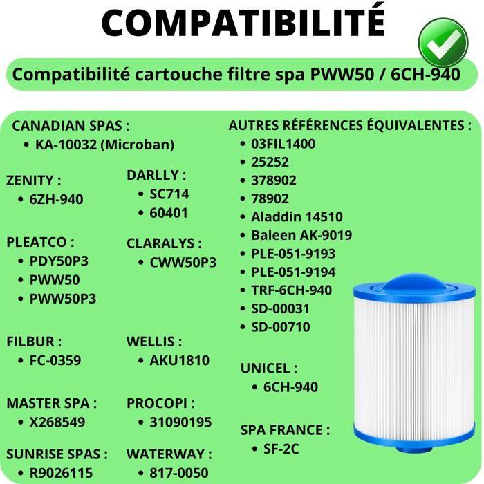Cartouche Filtre Spa PWW50 / PWW50P3 [Lot 2] Compatible Unicel 6CH-940 Filbur FC-0359 Waterway 817-0050 Phonillico®
