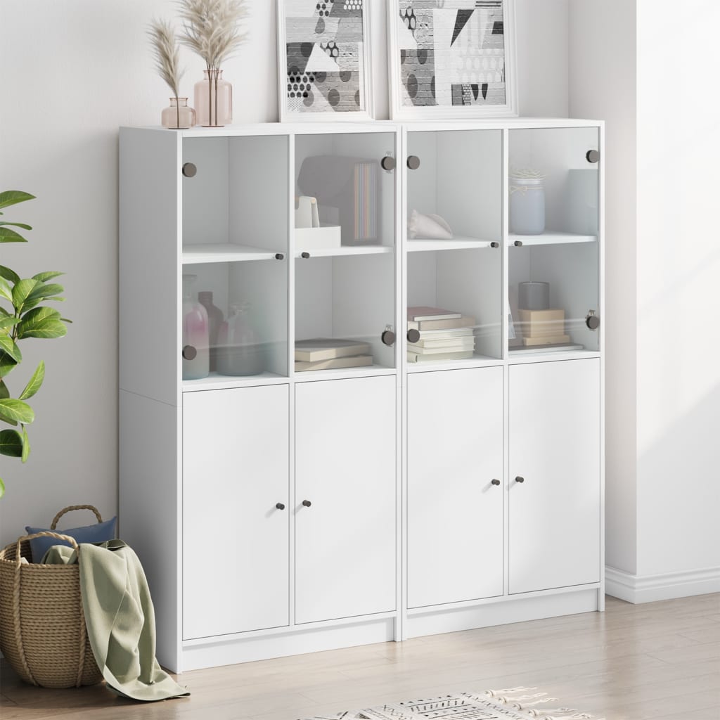 Vidaxl Biblioteczka Z Drzwiczkami, Biała, 136X37X142 Cm