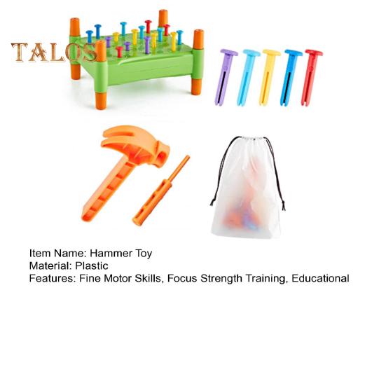 Zabawka Tablica do wbijania gwoździ dla niemowląt z młotkiem i torbą do przechowywania, ćwicząca motorykę małą, koncentrację i siłę, edukacyjna, dwustronna tablica z kołkami dla maluchów