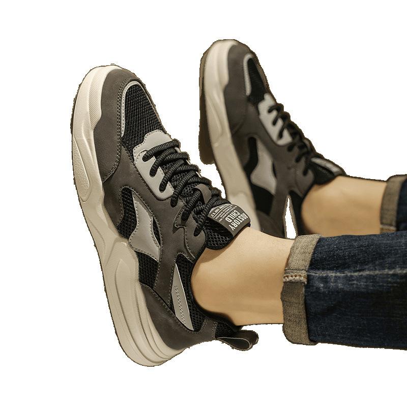 Spring breathable mesh black Forrest Gump board shoes sports running casual net shoes dad trendy shoes