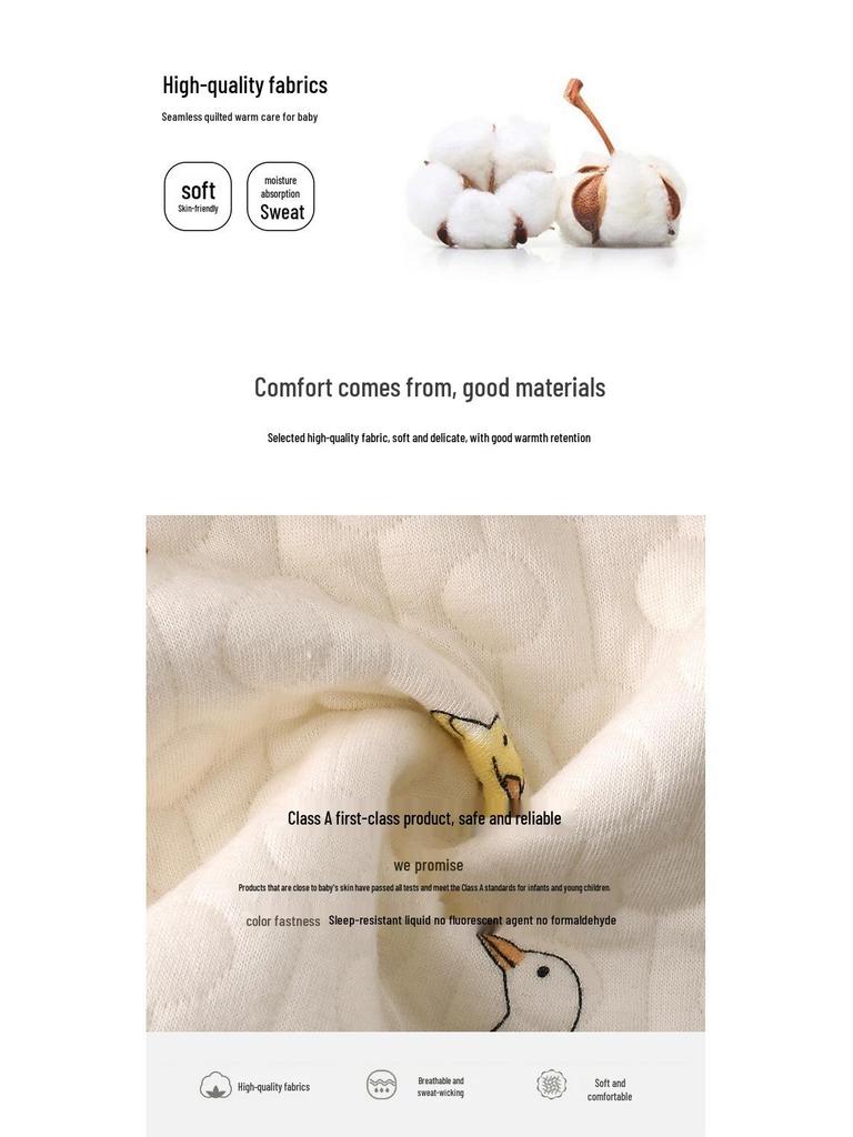 Noworodkowy Pikowany Bawełniany Zestaw Ciepłej Bielizny z Wysokim Stanem na Jesień/Zimę