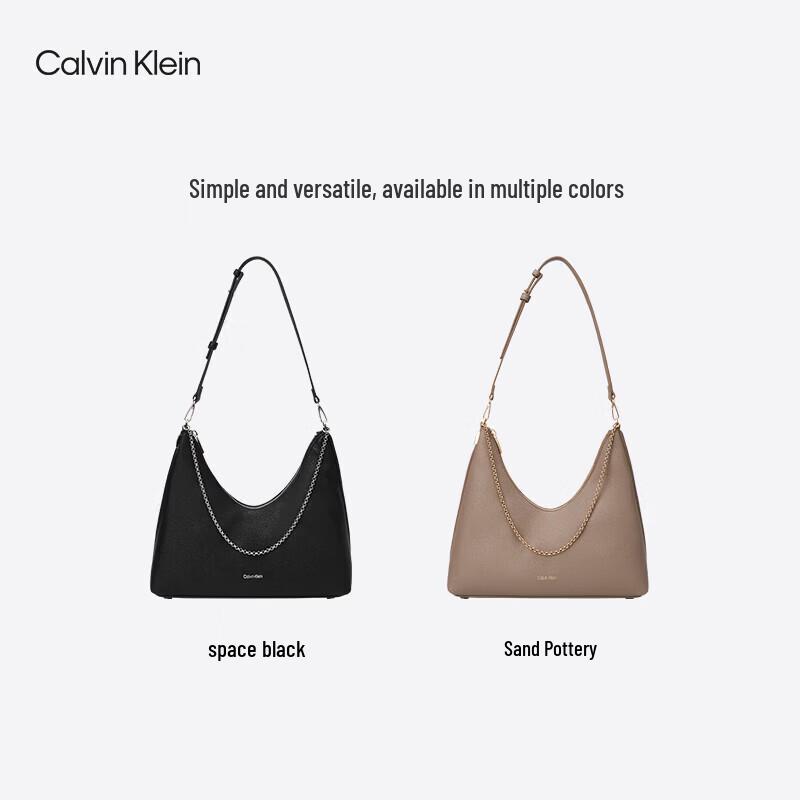 Calvin Klein Women s Monogram Chain Shoulder Hobo Bag One Size