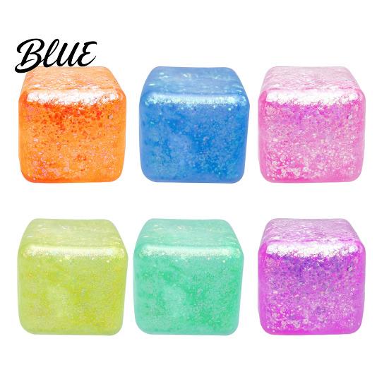 Calming Hand Toy Decompression Glitter Cube Squeeze Anxiety Relief Stress Focus Improvement Sensory Slow Rising Office Workers Relaxation Ball