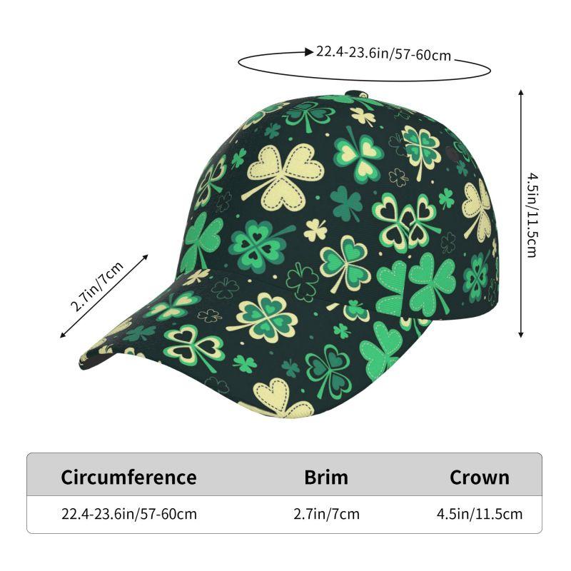 St Patrick's Day Irish Leaf Clovers Print Baseball Cap Unisex Adjustable Baseball Cap Outdoor Sun Visor Caps for Men Women