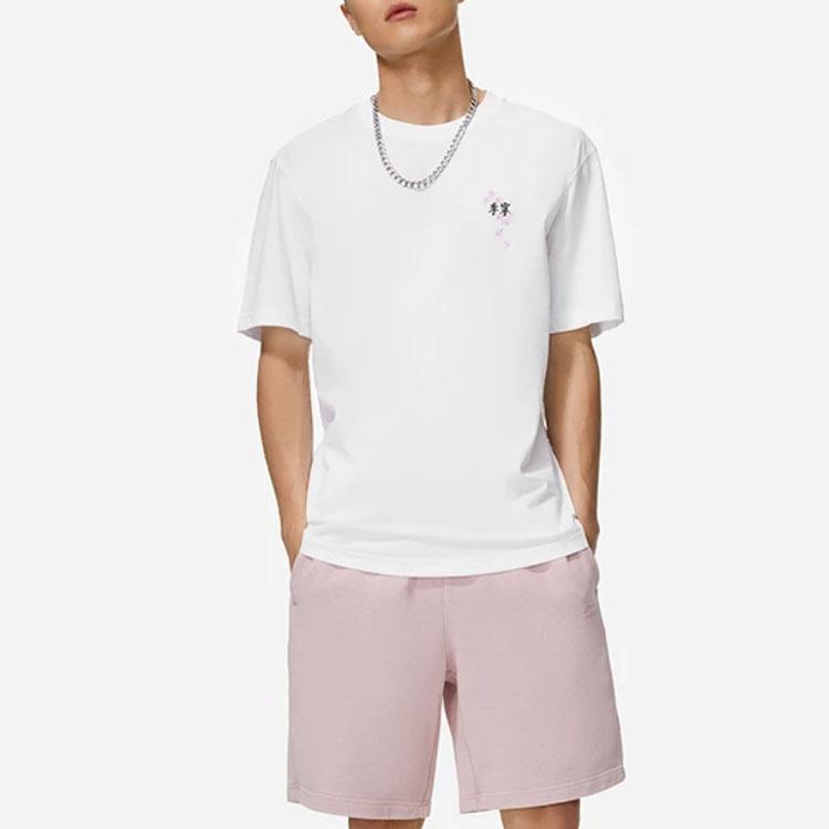 Li Ning Sports Fashion Series - Cherry Blossom Series SS22 Casual Printed Solid Color Breathable Short Sleeve T-Shirt Unisex Tops White AHSS921-1