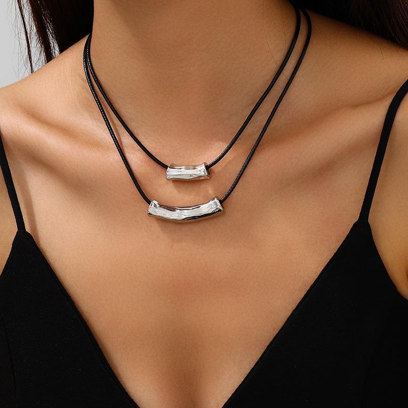 Popular Retro Ethnic Double-layer Elbow Pendant Short Choker Collar Bracelet Set