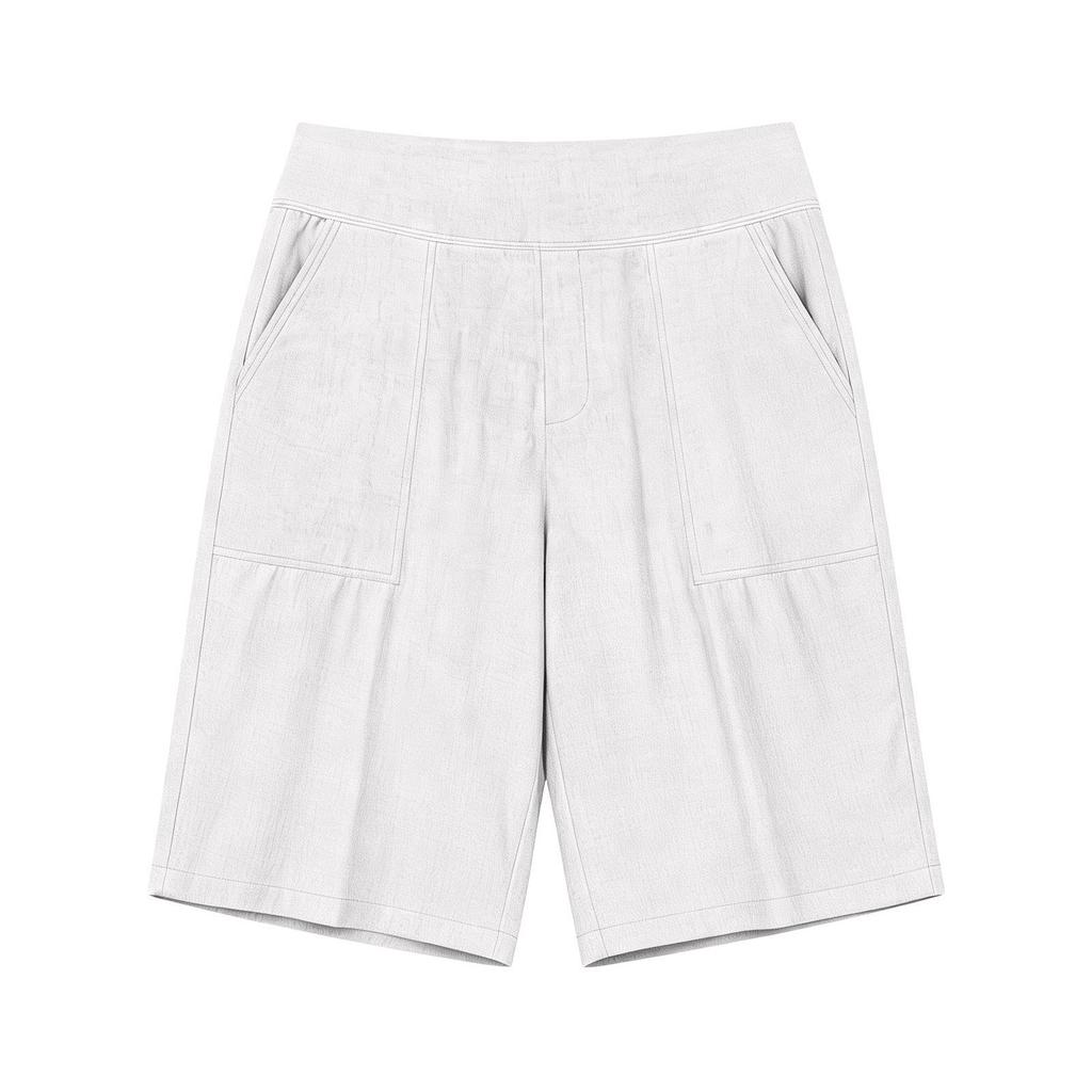 Sommer 2026 High Waist Baumwoll-Leinen Lässige Lockere Shorts mit Taschen