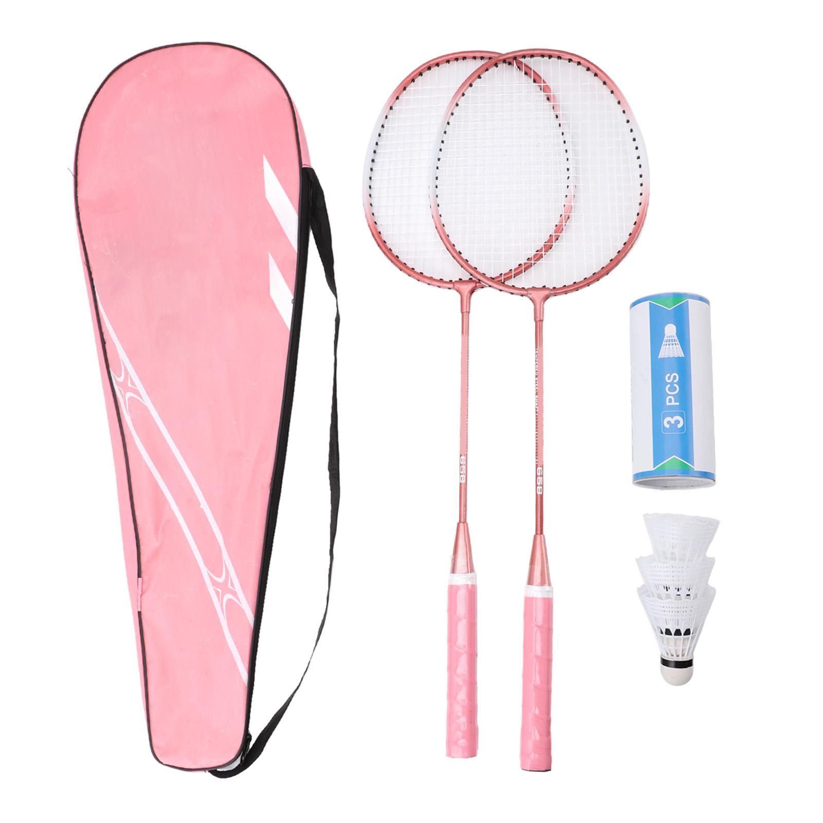 Igeteck Pink Badminton Set Professional Iron Alloy Badminton Racket With 3 Shuttlecocks Carrying Bag For Beginner Child Adult