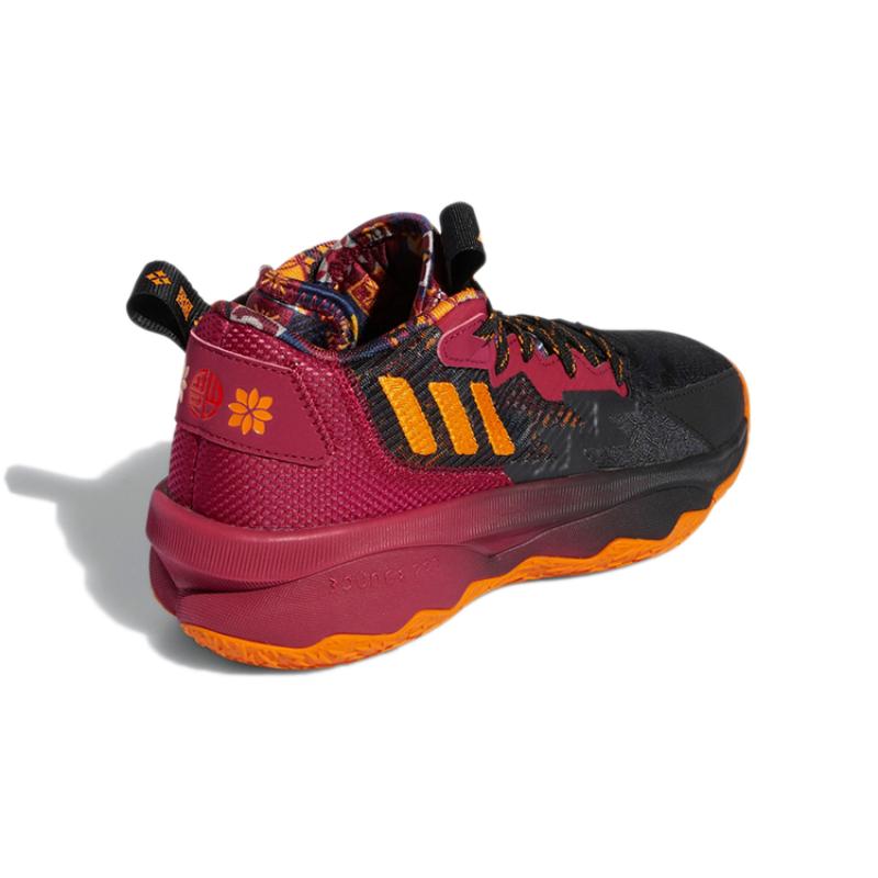 Adidas D Lillard 8 Abrasion Resistant Mid Top Children's Basketball Shoes Black Red Sneakers GW3862