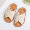 Kids Fashion Girls Slippers 2024 France Style Open-toe Retro Ethnic Style Children Casual Shoes Drop Shipping Platform Non-slip