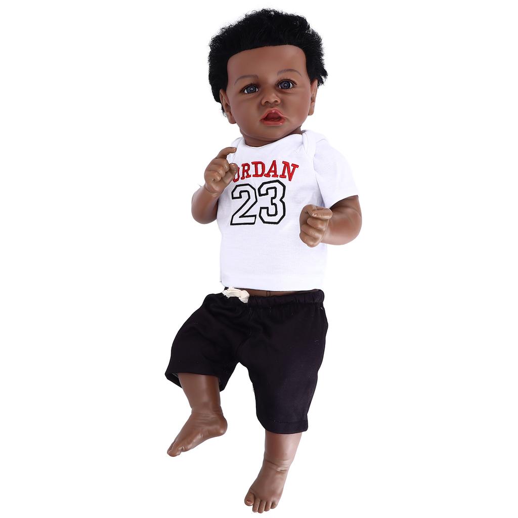 Reborn Baby Dolls Full Vinly Body Newborn African Black Baby Girls Dolls 22 Inches with Toy